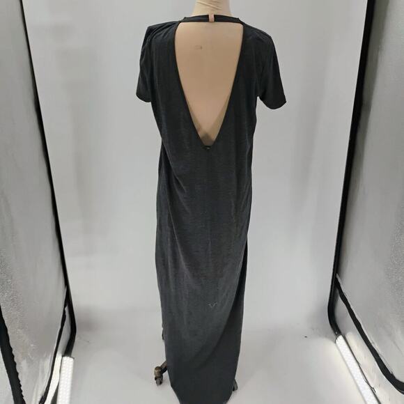 Lunya Restore Long Maxi Dress In Meditative Black Open Back Side Slit Sz M - Picture 1 of 11